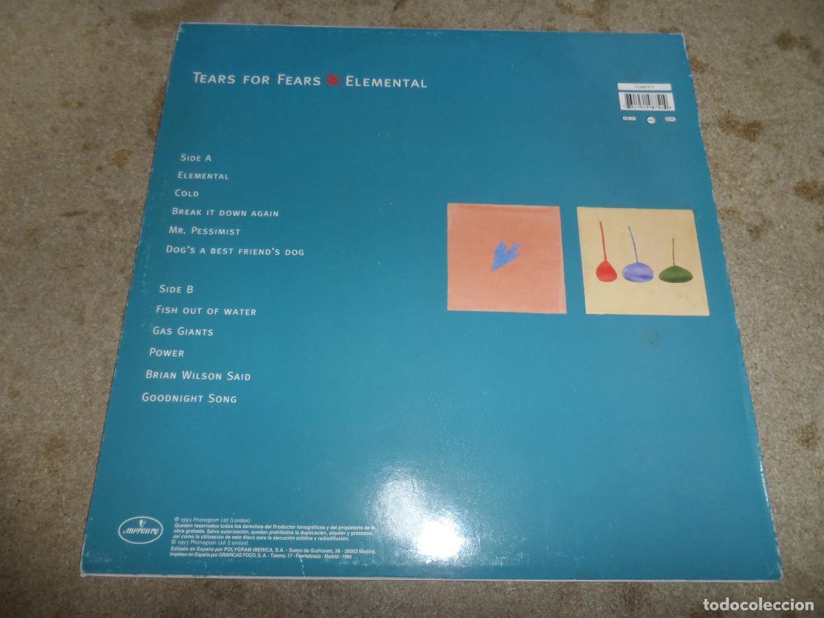 Discos de vinilo: Tears For Fears &ndash; Elemental (SPAIN 1993) - Foto 2