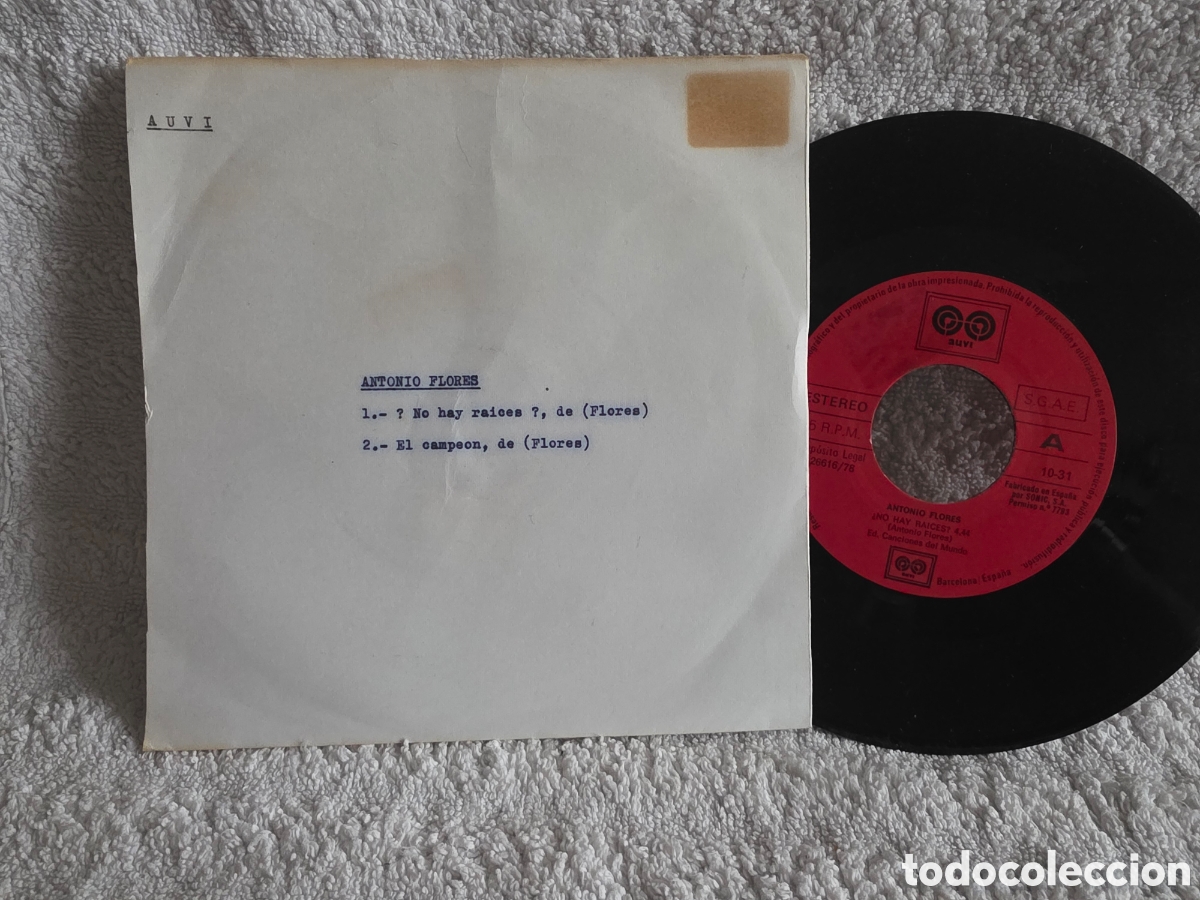 Discos de vinilo: Antonio Flores &ndash;&nbsp;No Hay Raices Copia promocional 1978
