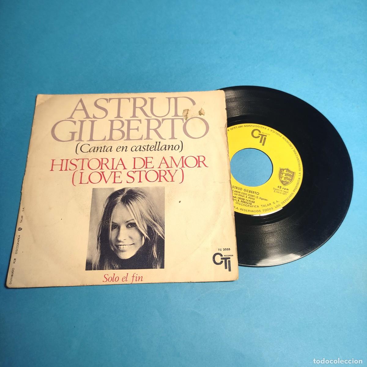 Discos de vinilo: Astrud Gilberto &ndash; (Canta En Castellano) Historia De Amor = Love Story ** SIGLE **juani