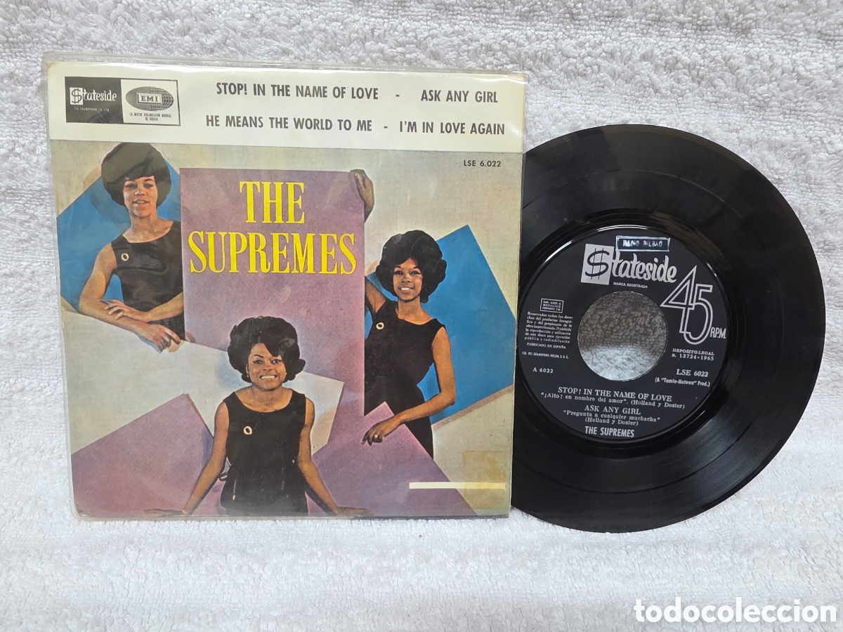 Discos de vinilo: The Supremes&nbsp;&ndash;&nbsp;Stop! In The Name Of Love / Ask Any Girl EP 1965 Espa&ntilde;ol