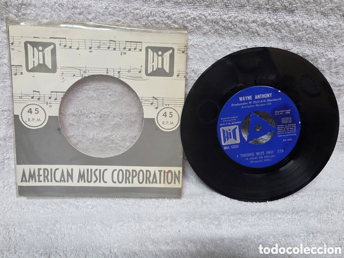 Discos de vinilo: Wayne Anthony (2)&nbsp;&ndash;&nbsp;A Sure Case Of Love / A Thousand Miles Away 1966 promo spain