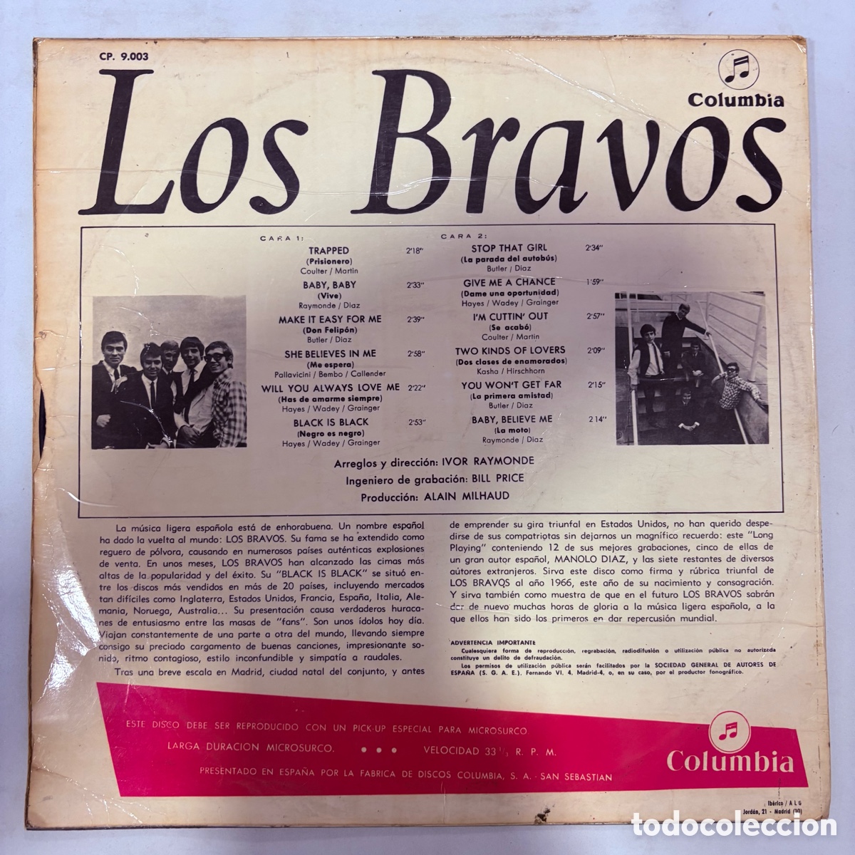 Discos de vinilo: lp Los Bravos &lrm;&ndash; Los Bravos de 1966 - Foto 2