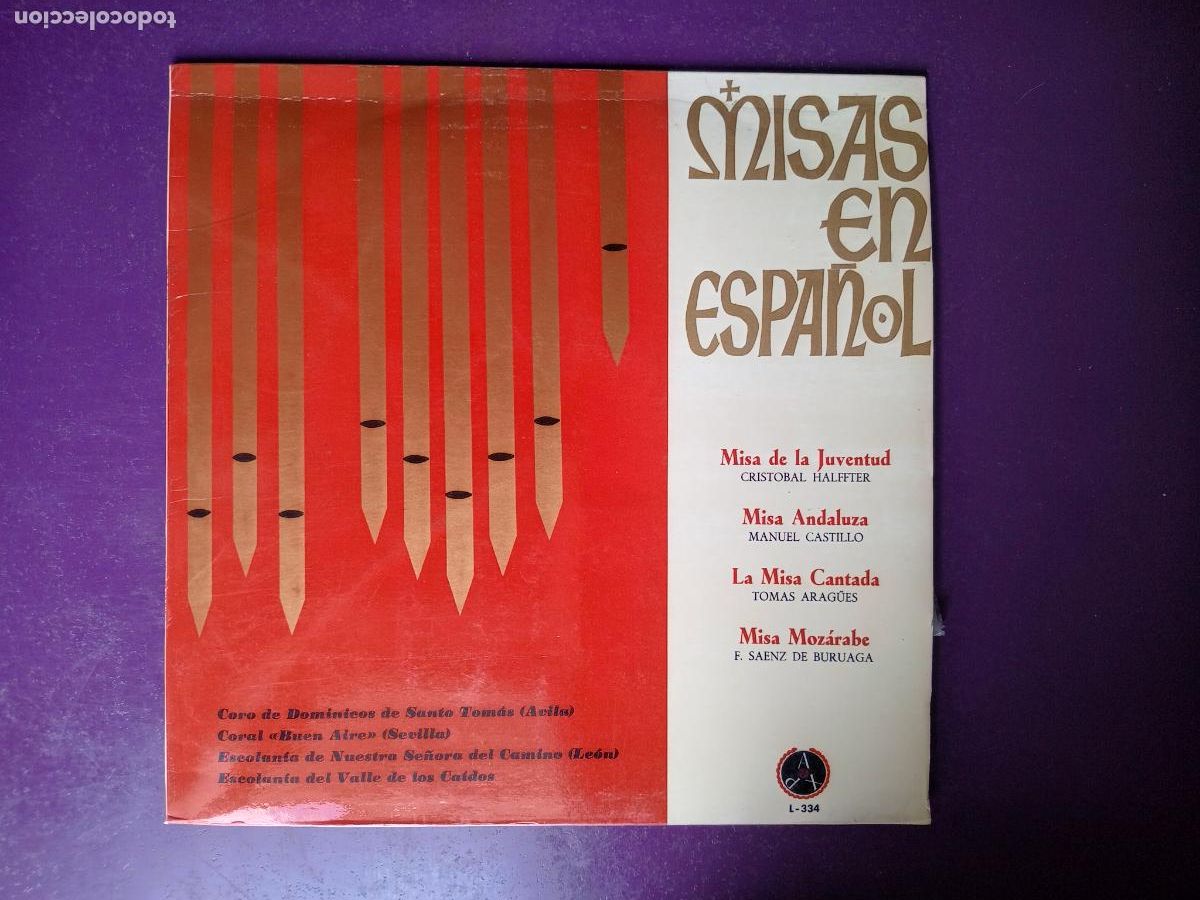 Discos de vinilo: Misas En Espa&ntilde;ol - CORO DOMINICOS SANTO TOMAS AVILA - LP PAX 1967 - HALFFTER, ARAGUES, BURUAGA, ETC