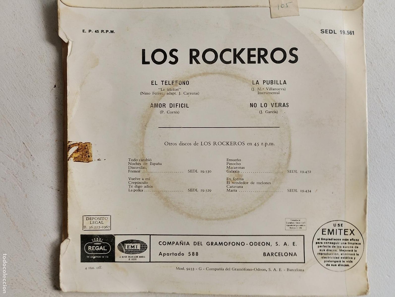 Discos de vinilo: Los Rockeros &ndash; El Tel&eacute;fono,1967 - Foto 3