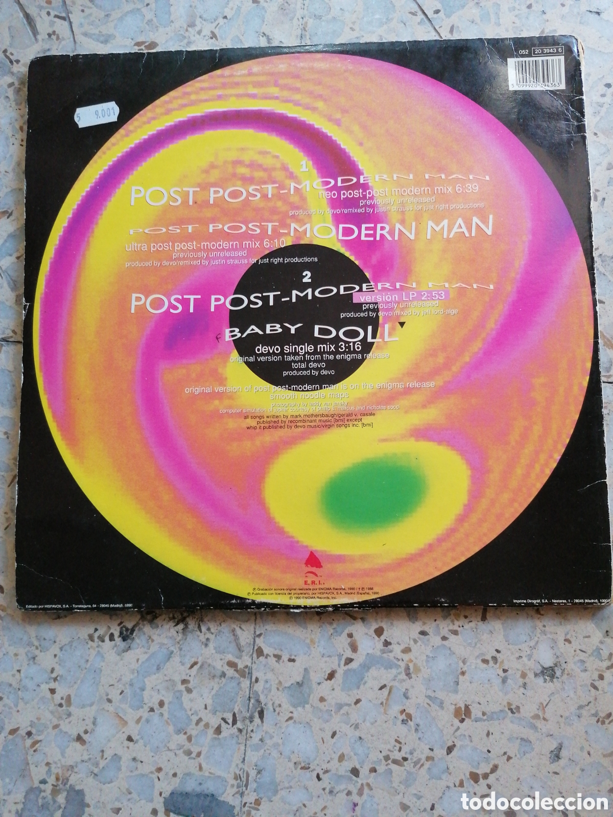 Discos de vinilo: MAXI SINGLE 12&rdquo; DEVO POST POST MODERN MAN 1990 ESPA&Ntilde;A - Foto 2