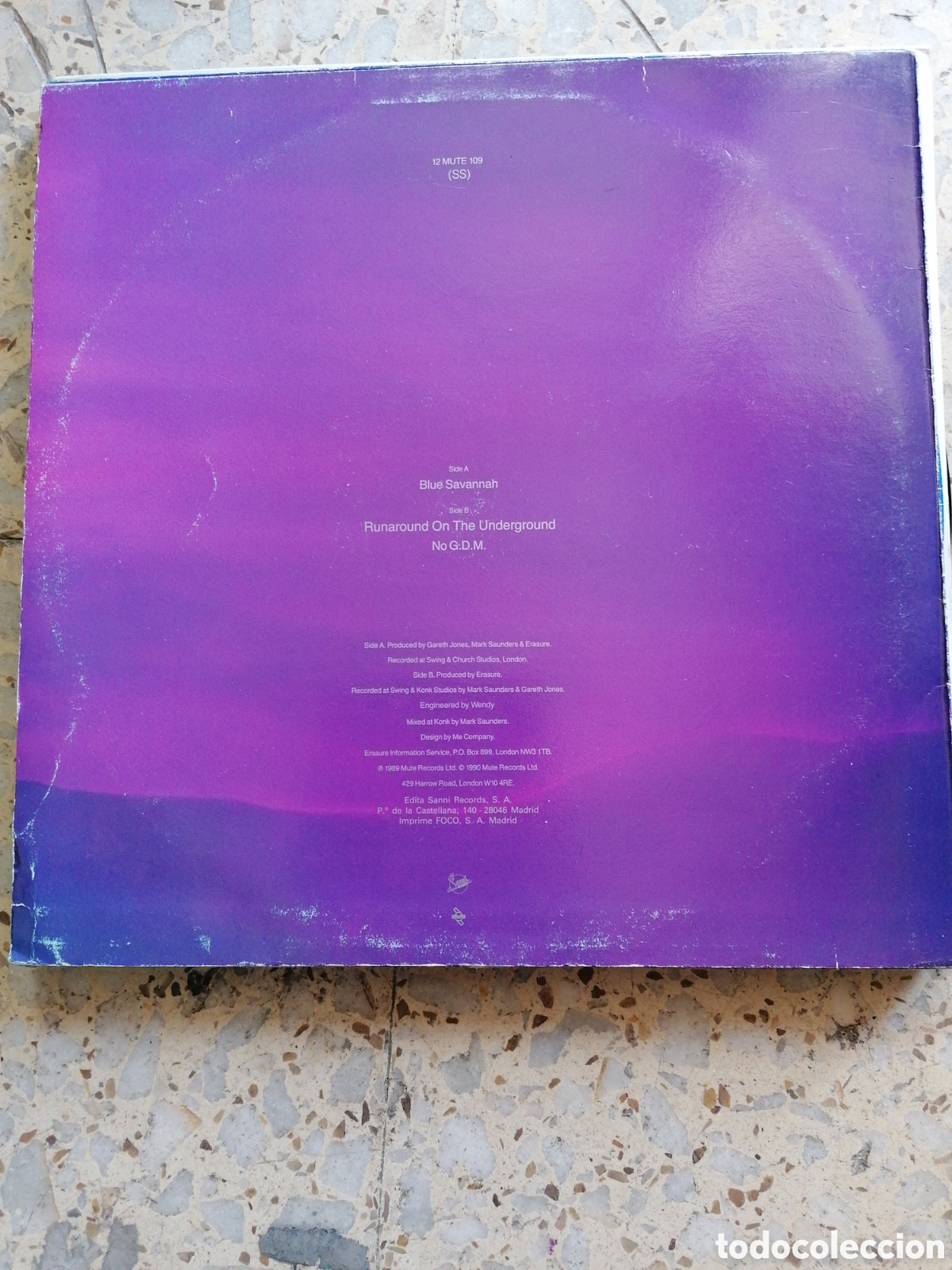 Discos de vinilo: MAXI SINGLE 12&rdquo; ERASURE BLUE SAVANNAH 1990 ESPA&Ntilde;A - Foto 2
