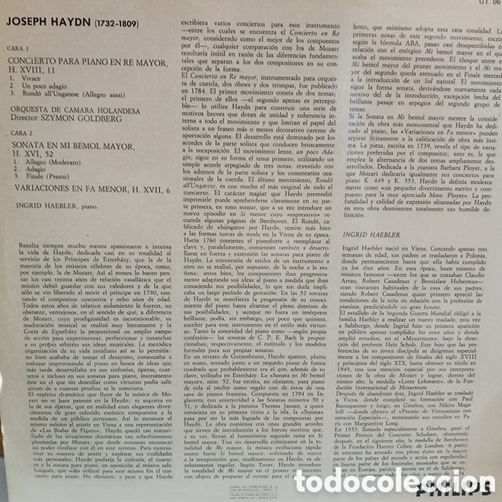 Discos de vinilo: HAYDN CONCIERTO PARA PIANO - Foto 2