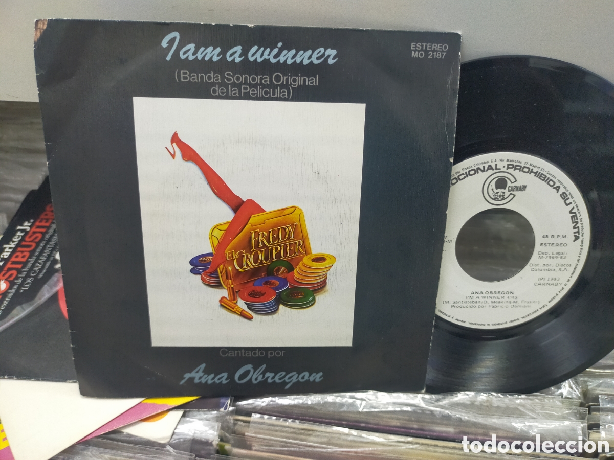 Discos de vinilo: Ana Obreg&oacute;n single promocional i am a winner 1983