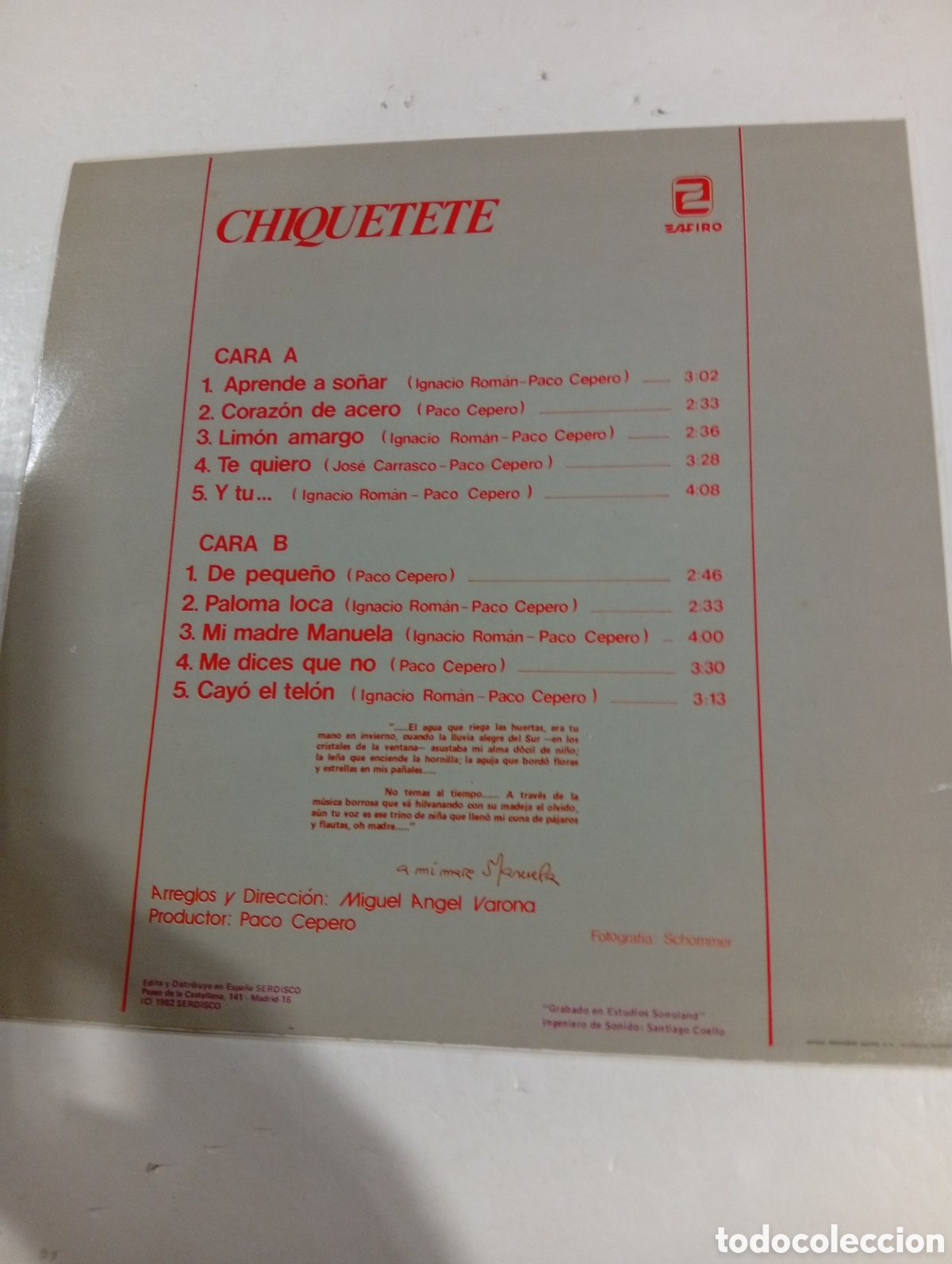 Discos de vinilo: Chiquetete Aprende a so&ntilde;ar - Foto 2