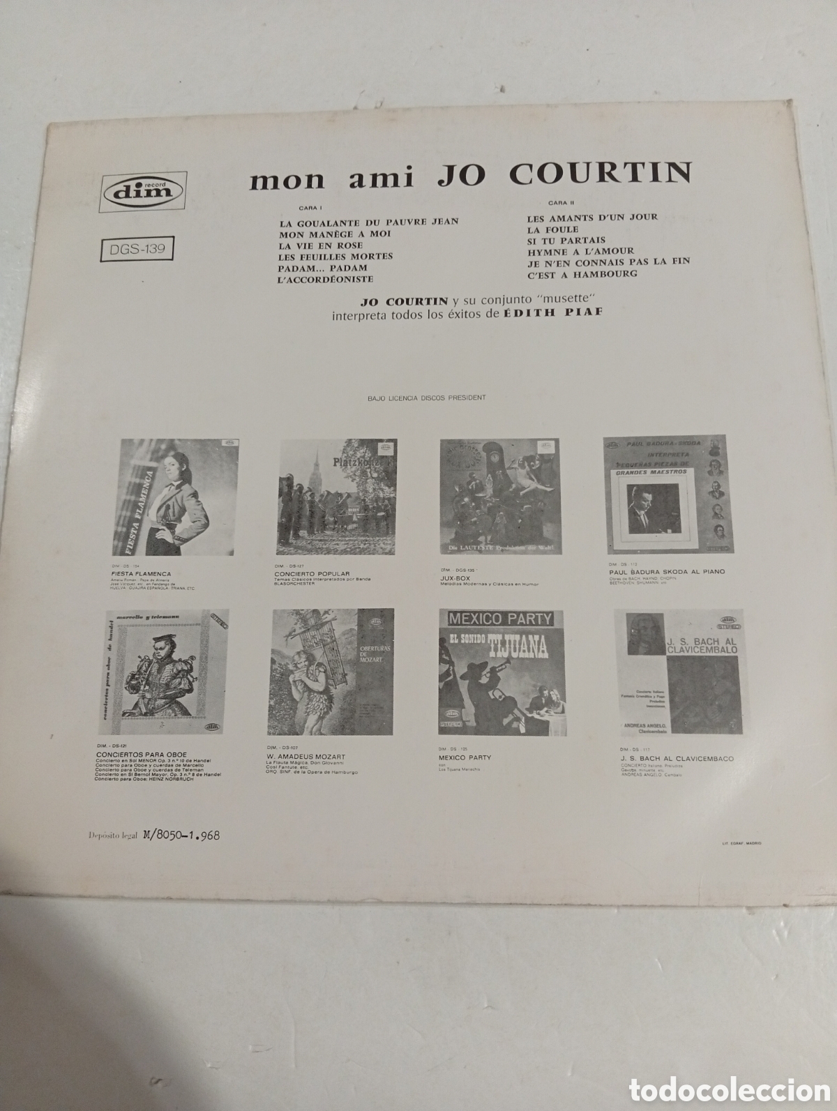 Discos de vinilo: Jo Courtin Mon ami Edith Piaf - Foto 2