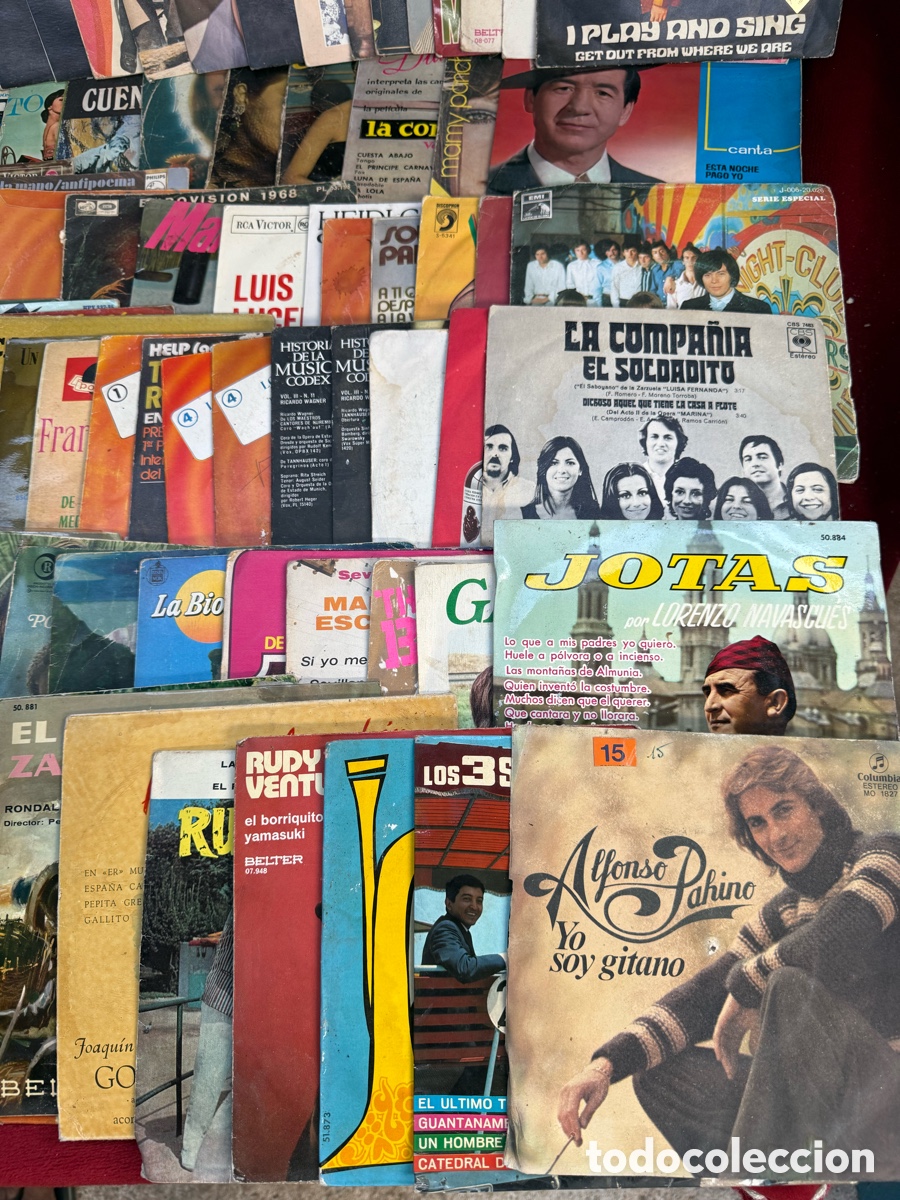 Discos de vinilo: Gran lote + 100 discos de vinilo antiguos Singles! - Foto 11