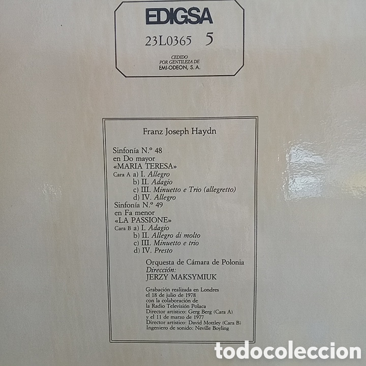 Discos de vinilo: HAYDN LP M&Uacute;SICA CL&Aacute;SICA - Foto 2