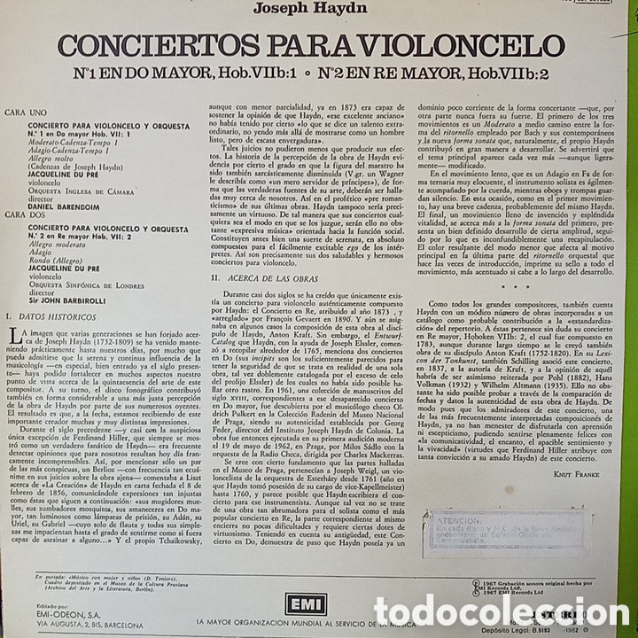 Discos de vinilo: HAYDN CONCIERTOS PARA VIOLONCHELO - Foto 2