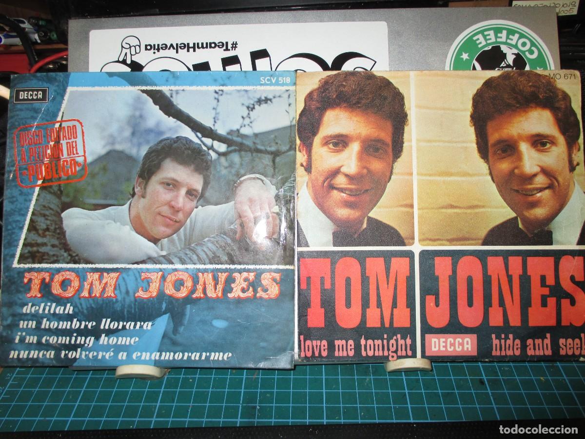 Discos de vinil: 904- Lote 2 Vinilos 7&rdquo; Tom Jones - Delilah (EP 1968) + Love Me Tonight (Single 1969) - Ediciones Esp