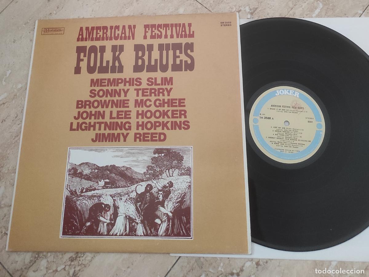 Discos de vinilo: AMERICAN FESTIVAL FOLK BLUES -LP-1973-ITALIA-SONNY TERRY,JOHN LEE HOOKER,JIMMY RED. EXCELENTE