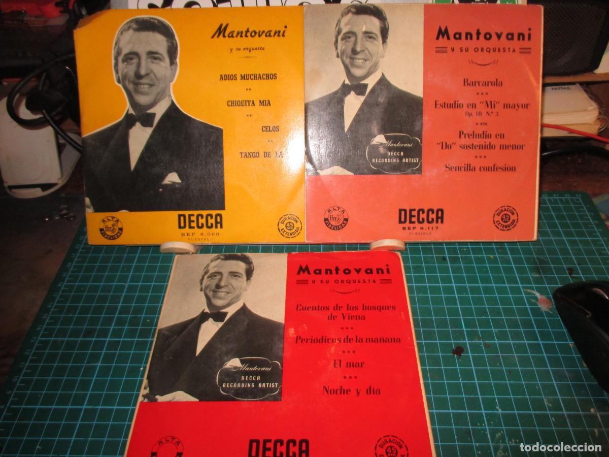 Discos de vinilo: 915- Lote 3 Discos Vinilo EP 7&rdquo; &ndash; Mantovani y su Orquesta (Ediciones Decca A&ntilde;os 50) - Muy Buen Estad