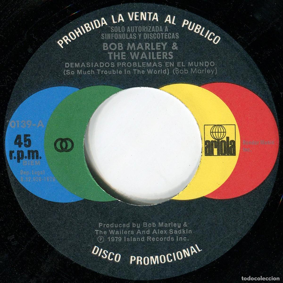 Discos de vinilo: Bob Marley & The Wailers - Demasiados problemas... SG promo Spain 1979 - Ariola - EX/EX