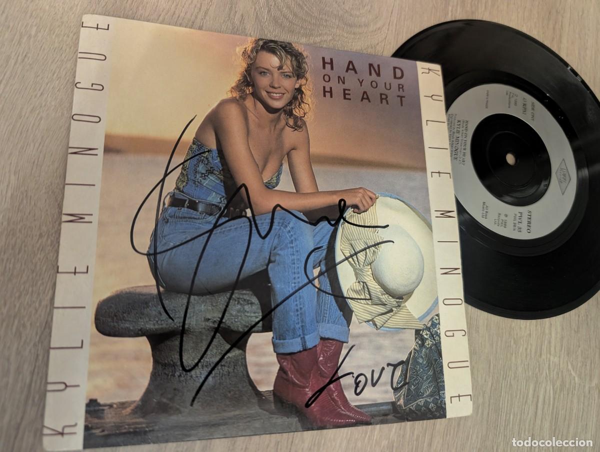 Discos de vinilo: KYLIE MINOGUE - HAND ON YOUR HEART ..SINGLE DE 1989 ..1&ordf; ED. FRANCIA ... FIRMADO BUEN ESTADO