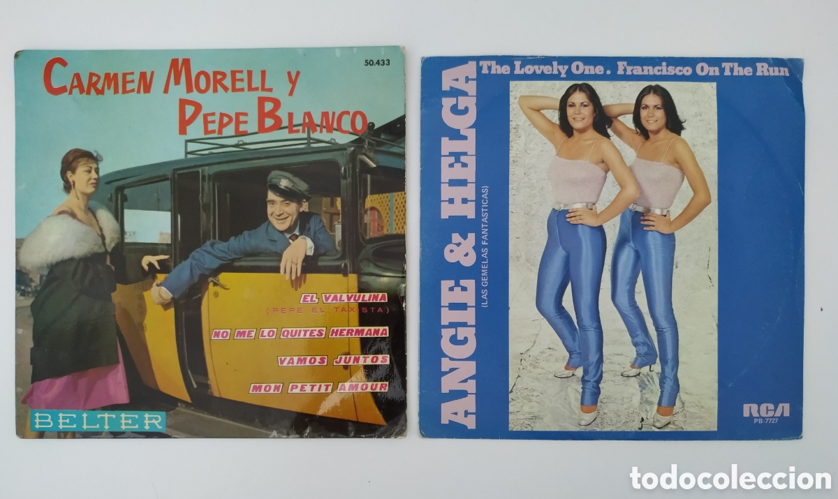Disques de vinyle: ANGIE & HELGA (Gemelas fantasticas) y CARMEN MORELL Y PEPE BLANCO
