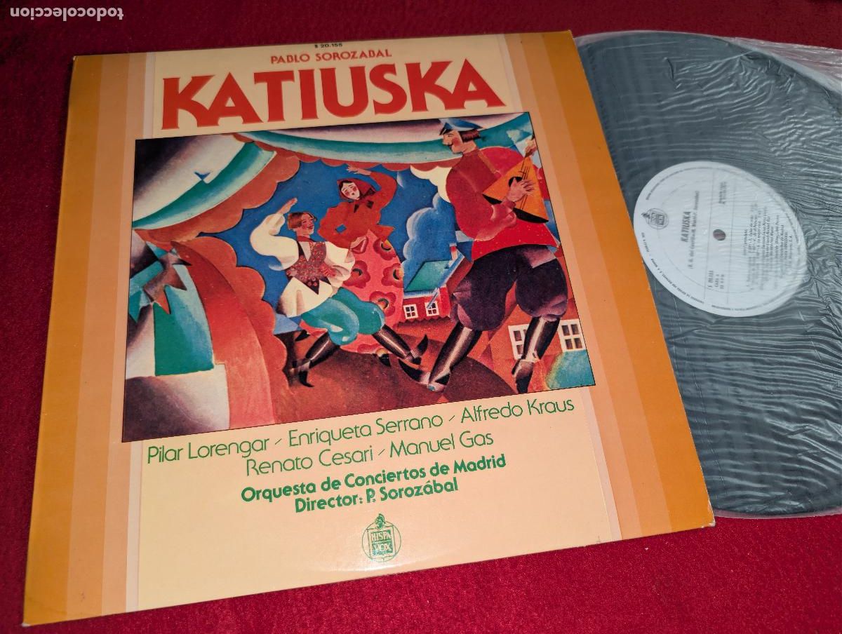 Discos de vinilo: ORQ. CONCIERTOS MADRID dir Sorozabal KATIUSKA Lorengar+Serrano+Kraus+Cesari+Gas LP 1978 Hispavox