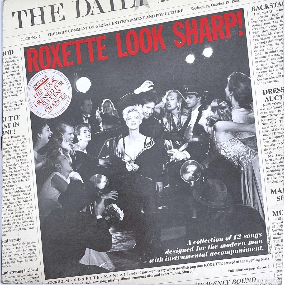 Discos de vinilo: LP vinilo - Roxette, Look Sharp! - Hispavox 1988 - funda peri&oacute;dico The Daily Roxette - con rayadura