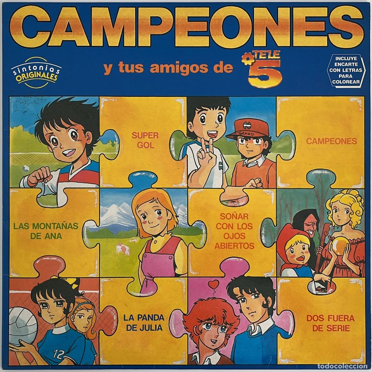 Discos de vinilo: Discos vinilo - lote Campeones, Oliver y Benji - 4 LP, dos dobles - Tele 5, 1990-91 - con encartes