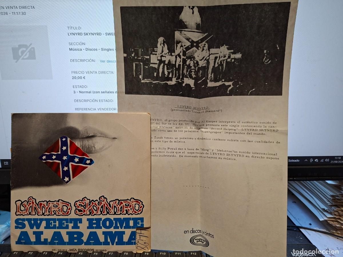 Discos de vinilo: LYNYRD SKYNYRD - SWEET HOME ALABAMA - SINGLE DE VINILO C-40