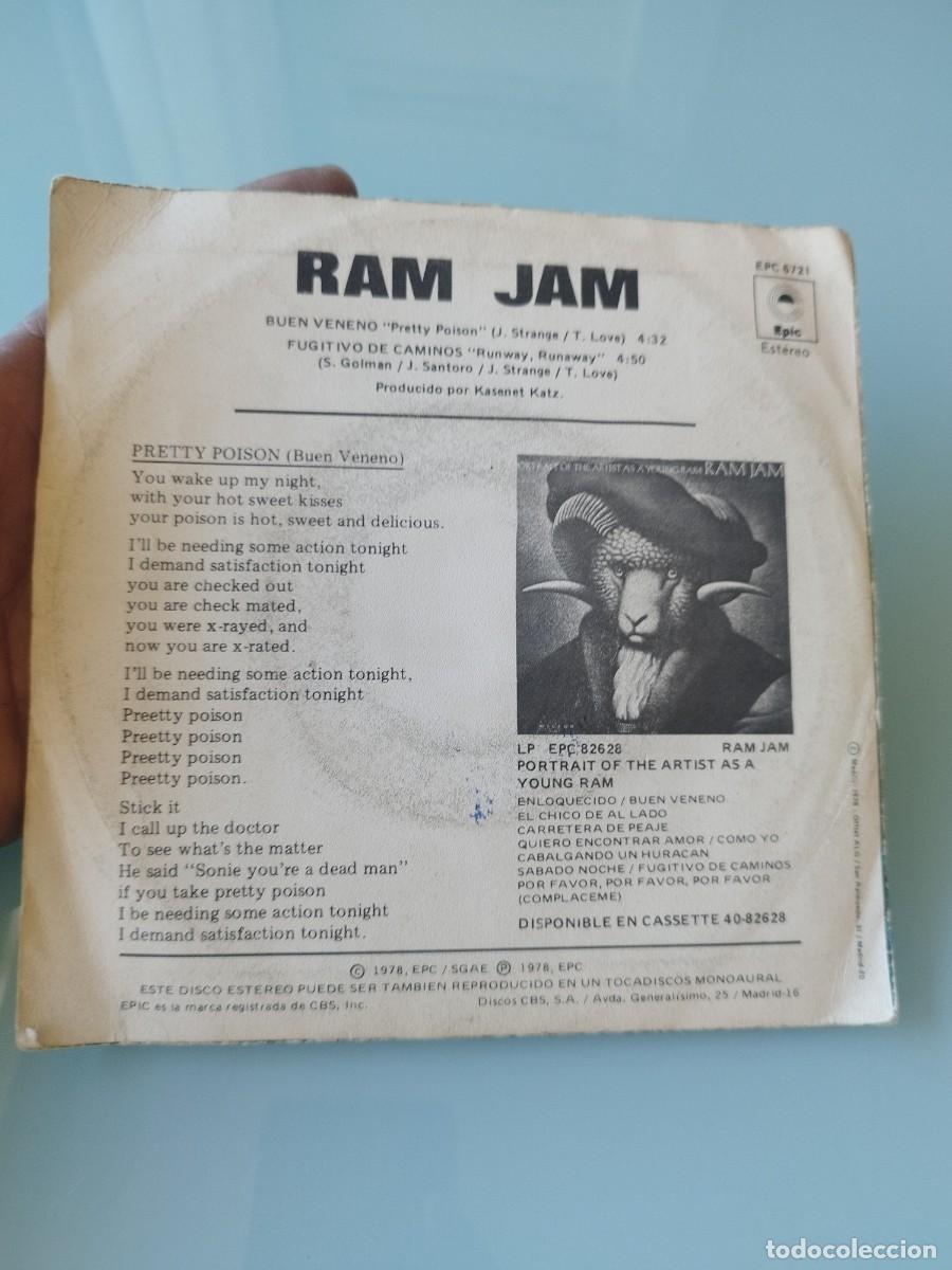 Discos de vinilo: Ram Jam, buen veneno. Single vinilo 7&rdquo;. - Foto 3