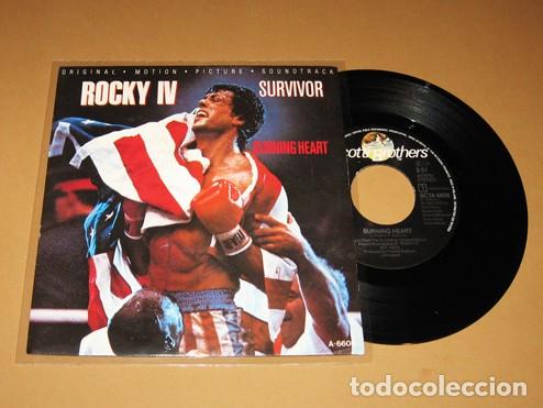 Discos de vinilo: SURVIVOR - BURNING HEART (BANDA SONORA ROCKY IV) - SINGLE - 1985 - SPAIN