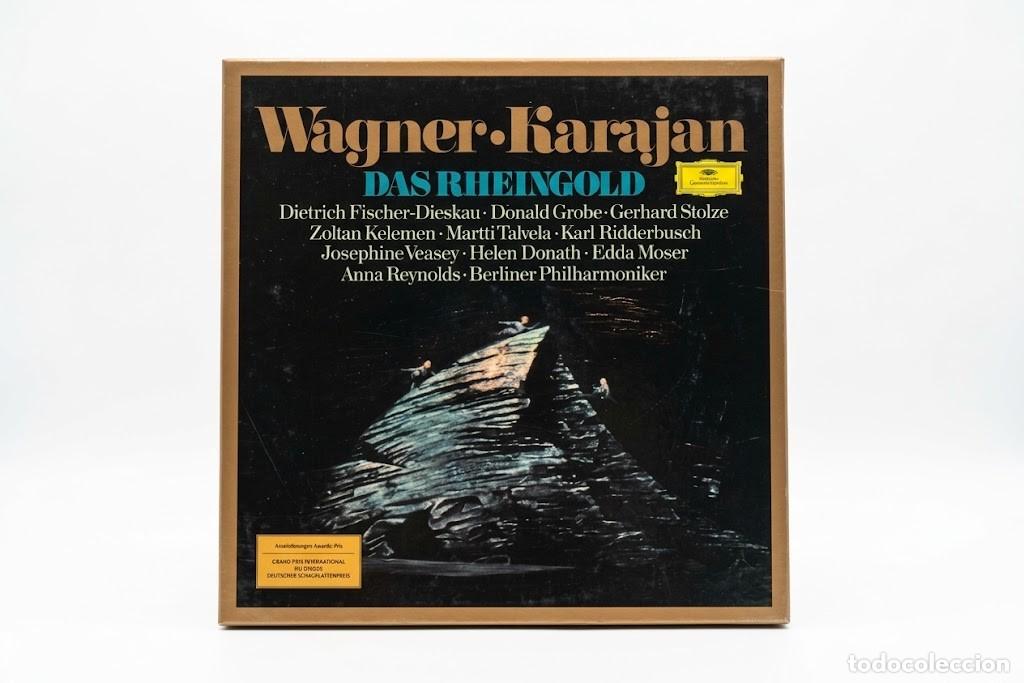 Discos de vinilo: WAGNER EL ORO DEL RIN DAS RHEINGOLD - KARAJAN BERLINER PHILHARMONIKER - CAJA 3 LP + LIBRO - DGG GERM