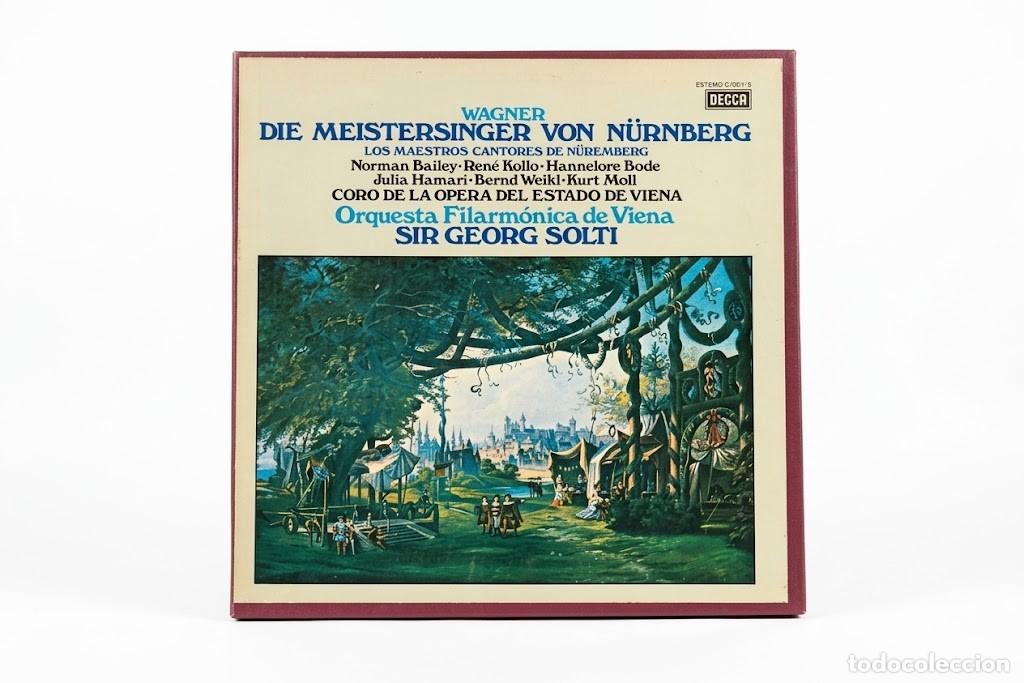Discos de vinilo: WAGNER MAESTROS CANTORES DE NUREMBERG - GEORG SOLTI VIENA - CAJA 5 LP + LIBRO - DECCA WIDE BAND 1977