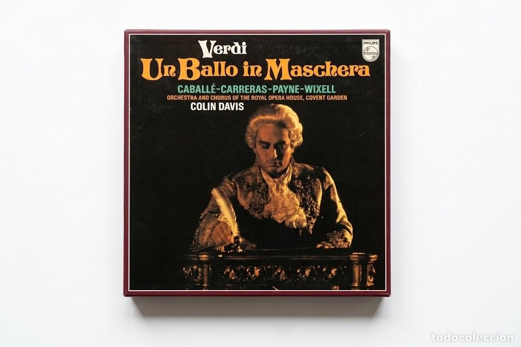 Discos de vinilo: VERDI UN BALLO IN MASCHERA - MONTSERRAT CABALLE JOSE CARRERAS - CAJA 3 LP + LIBRO - PHILIPS 1979
