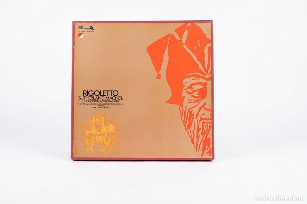 Discos de vinilo: VERDI RIGOLETTO - JOAN SUTHERLAND CORNELL MACNEIL CESARE SIEPI - CAJA 3 LP + LIBRO - DECCA ACE