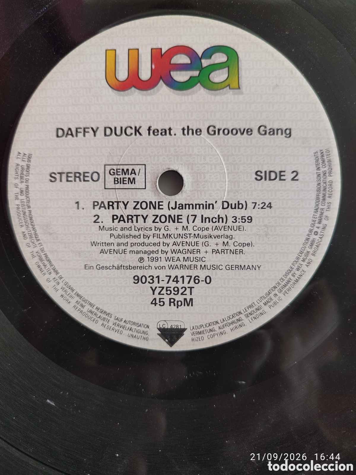 Discos de vinilo: Daffy Duck Feat. The Groove Gang &ndash; Party Zone - Foto 2