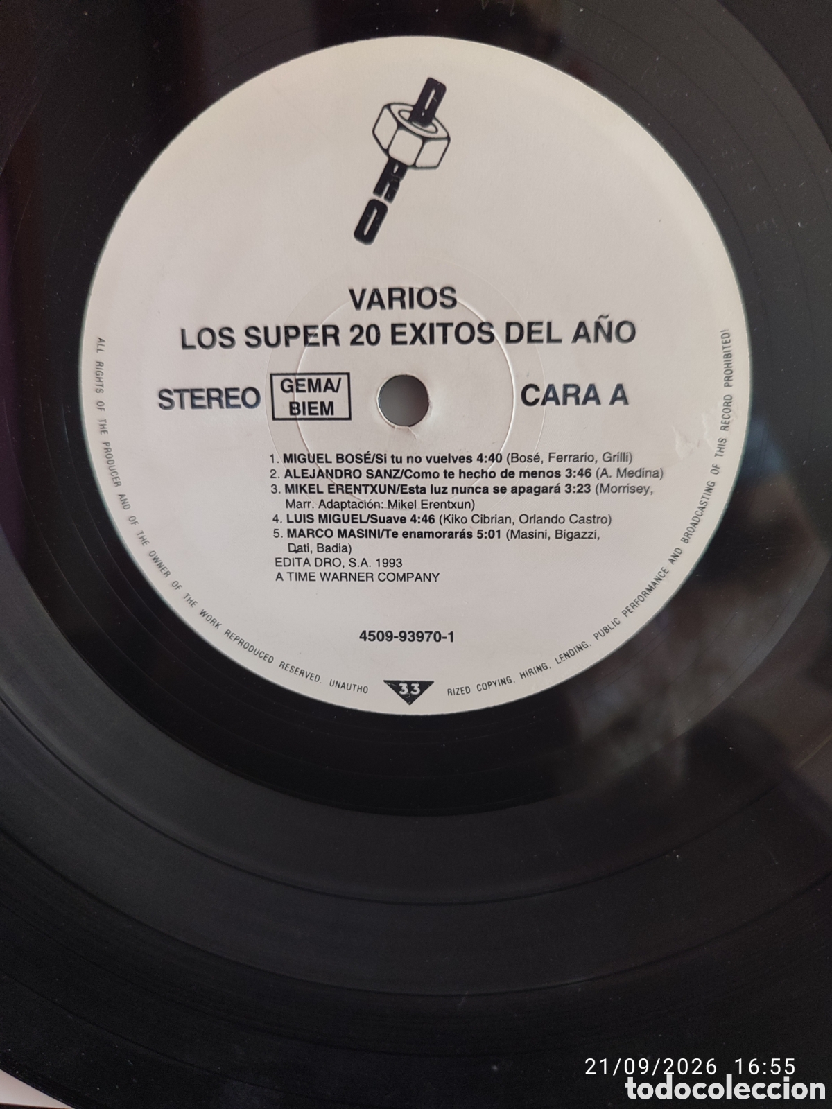 Discos de vinilo: Los Super 20 Exitos Del A&ntilde;o - Foto 1