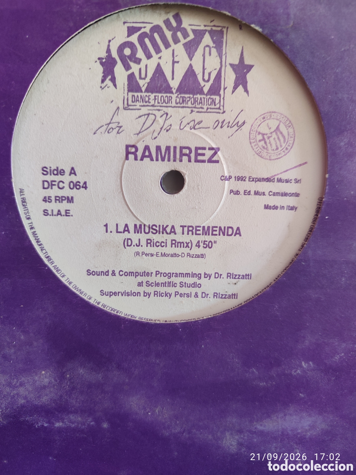 Discos de vinilo: Ramirez &ndash; La Musika Tremenda (Remixes) - Foto 2