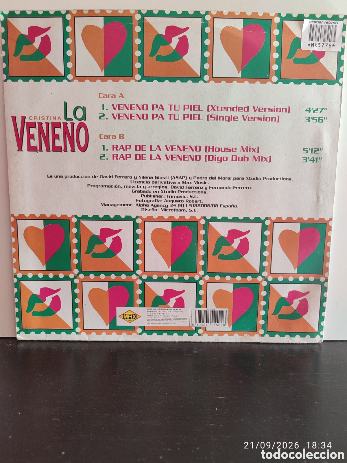 Discos de vinilo: Cristina La Veneno &ndash; Veneno Pa Tu Piel / Rap De La Veneno - Foto 2