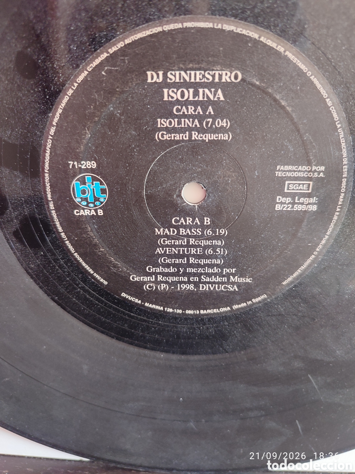 Discos de vinilo: DJ Siniestro &ndash; Isolina - Foto 1