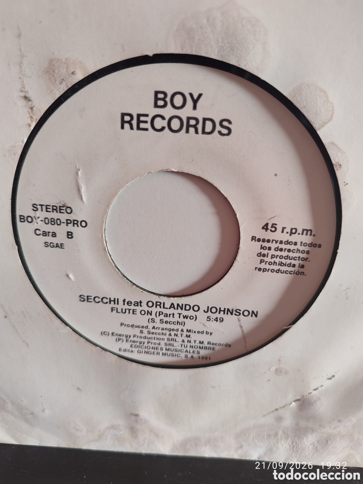 Discos de vinilo: Secchi Featuring Orlando Johnson &ndash; Keep On Jammin - Foto 2