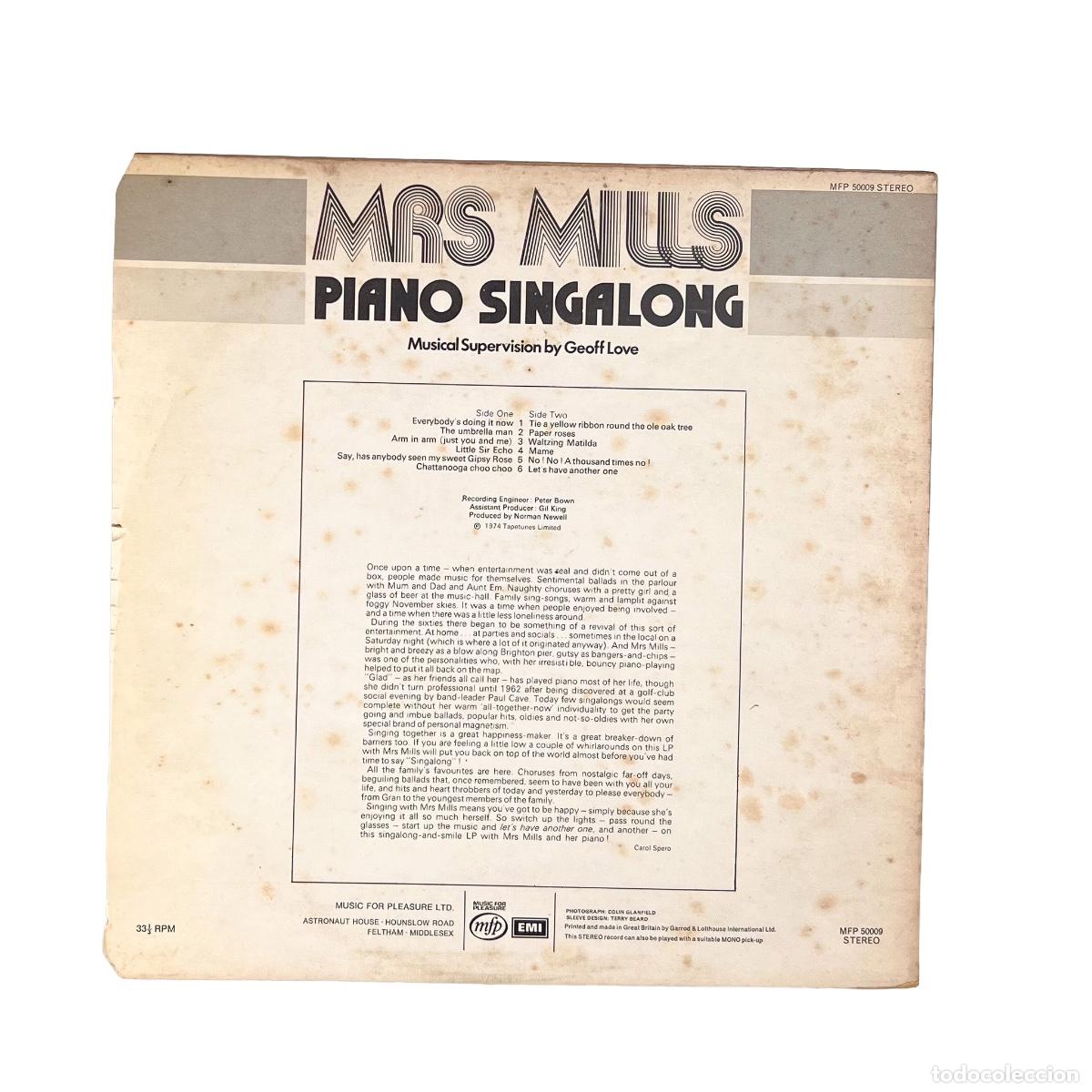Discos de vinilo: LP. Mrs. Mills. Piano Singalong (VG/VG) - Foto 2