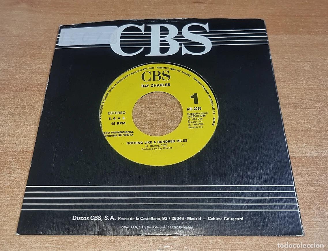 Discos de vinilo: RAY CHARLES Nothing like a hundred miles 7&rdquo; SINGLE VINILO PROMO DEL A&Ntilde;O 1988 CONTIENE 1 TEMA