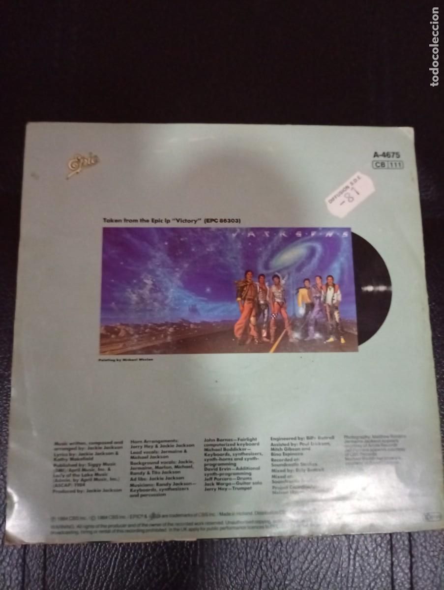 Discos de vinilo: JACKSONS TORTURE 7&rdquo; A&Ntilde;O &ndash; 1984 - Foto 2