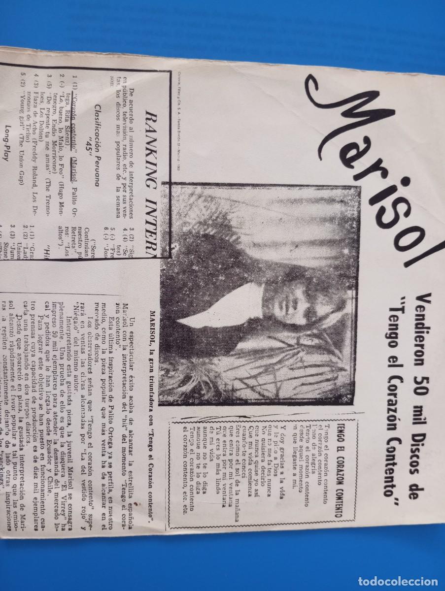 Discos de vinilo: MARISOL, CORAZ&Oacute;N CONTENTO, SI ME DAS LA MANO - Foto 2