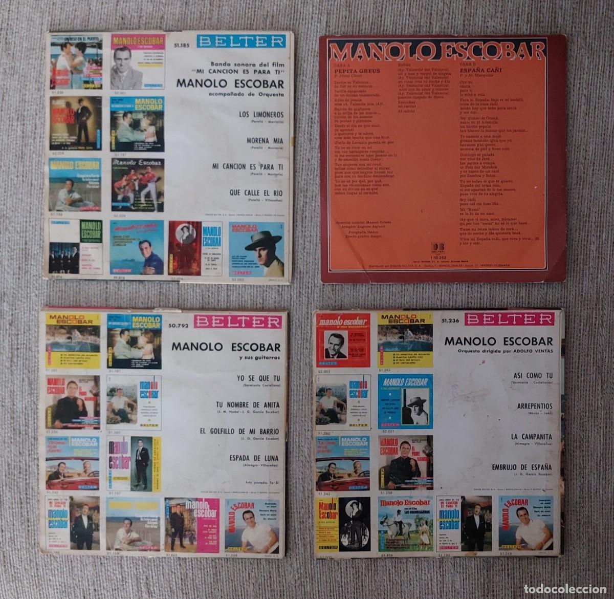 Discos de vinilo: Cuatro discos de vinilo single/EP de Manolo Escobar - Foto 2
