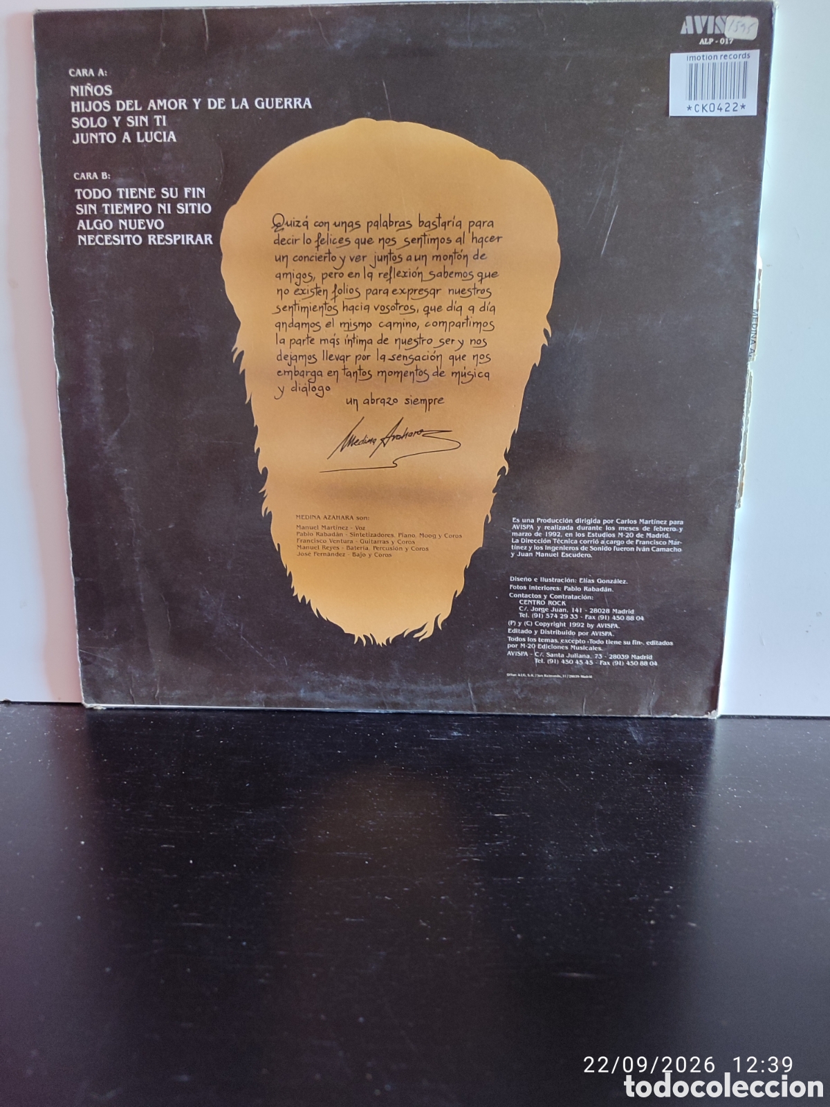 Discos de vinilo: Medina Azahara &ndash; Sin Tiempo - Foto 2