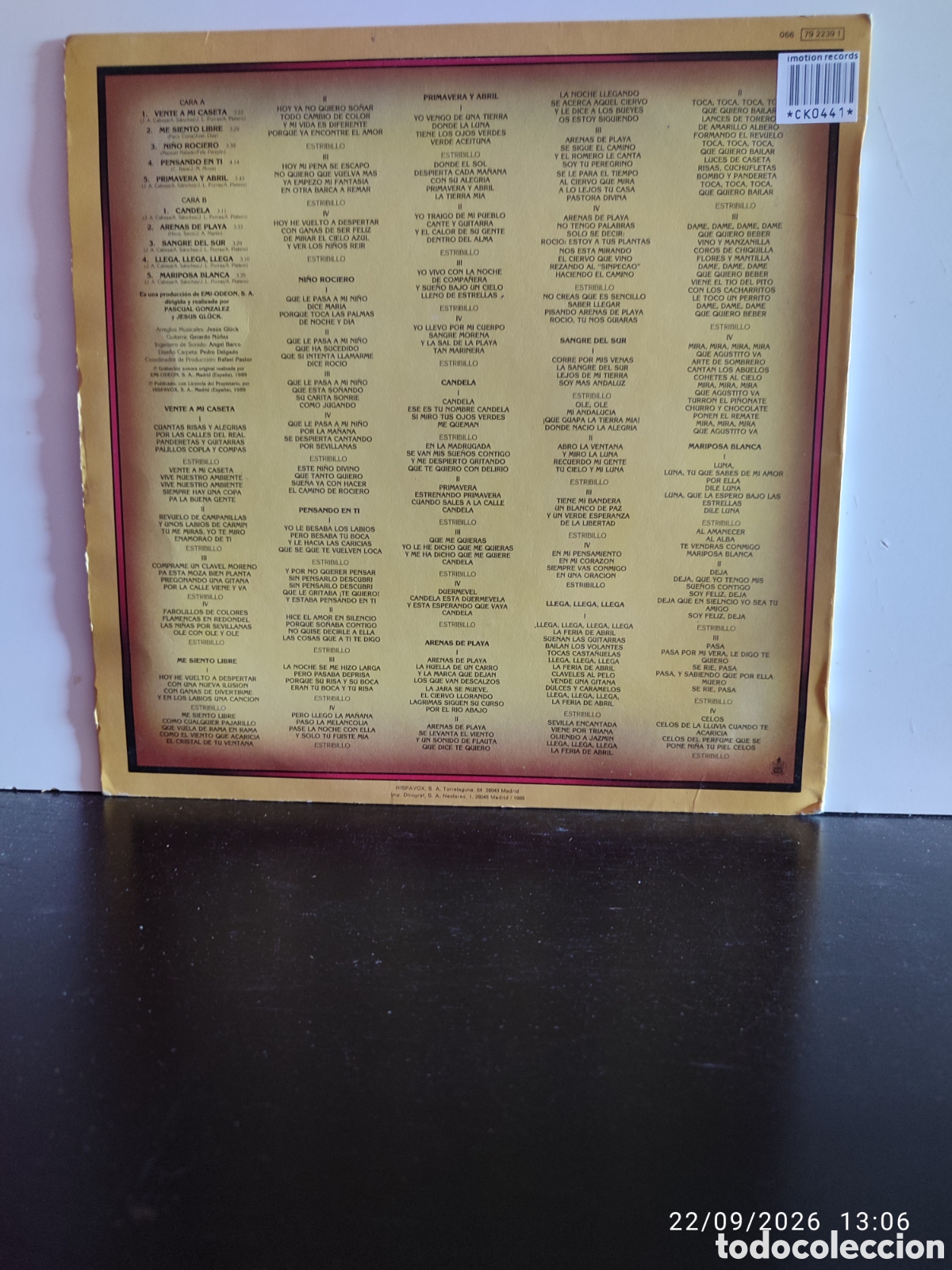 Discos de vinilo: Bordon 4 &ndash; Sevillanas 89 - Foto 2