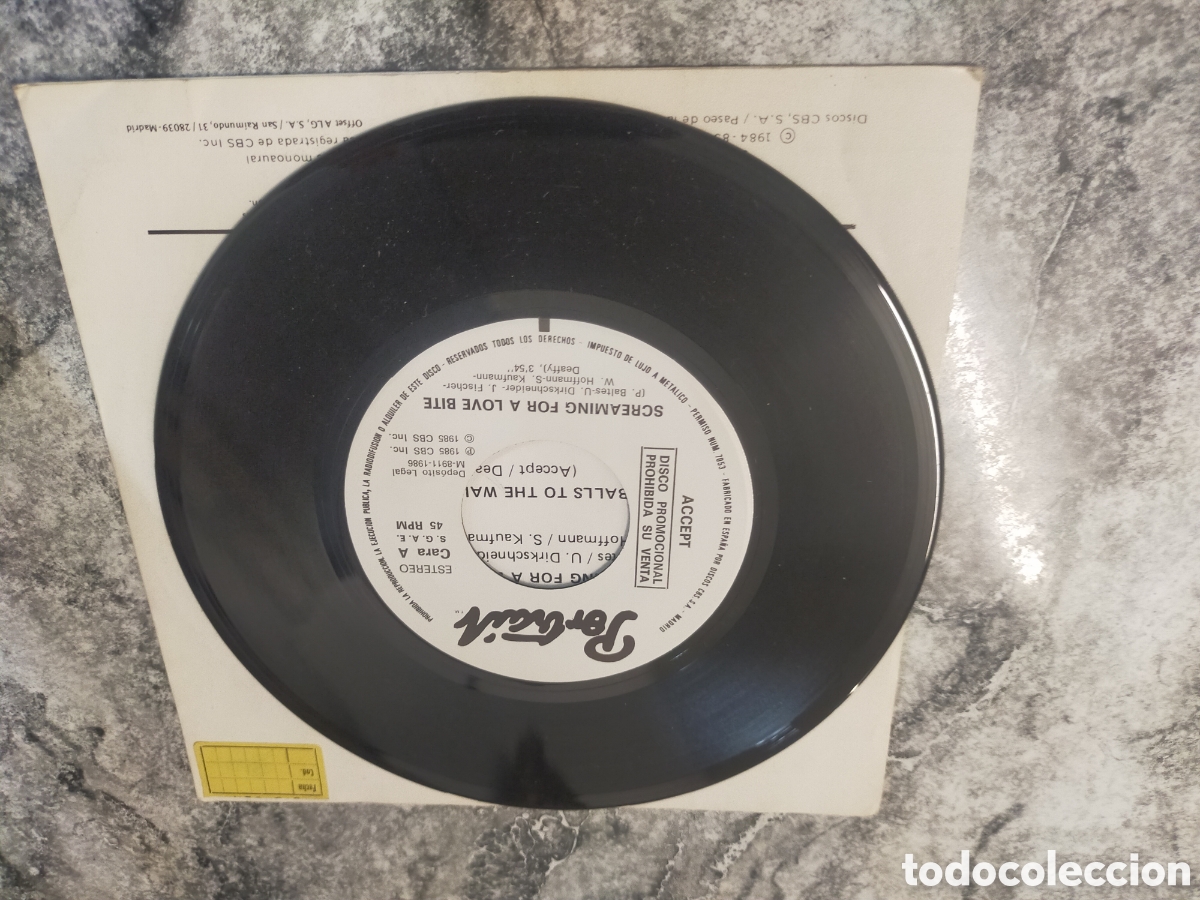 Discos de vinilo: Single ACCEPT Screaming For A Love Bite - Foto 3