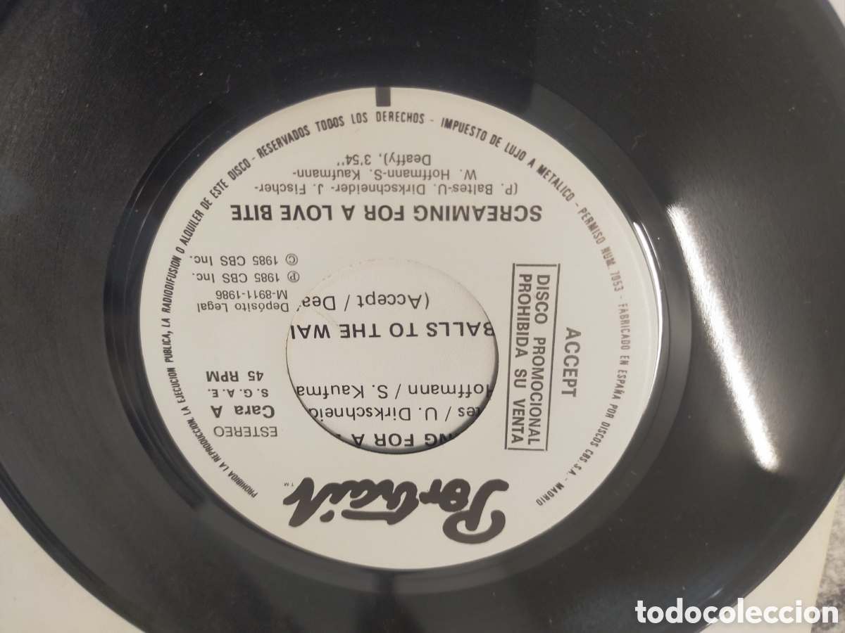 Discos de vinilo: Single ACCEPT Screaming For A Love Bite - Foto 5