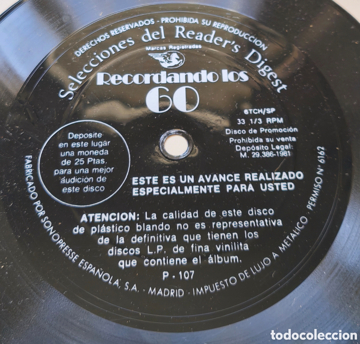Discos de vinilo: RECORDANDO LOS 60 - SELECCIONES DEL READER&acute;S DIGEST disco flexible
