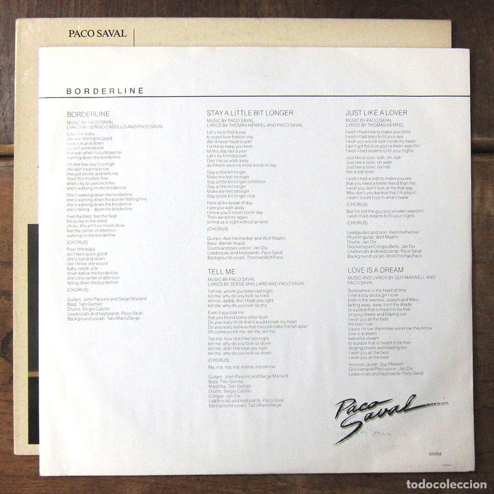 Discos de vinilo: PACO SAVAL - BORDERLINE - 1980 - - Foto 3